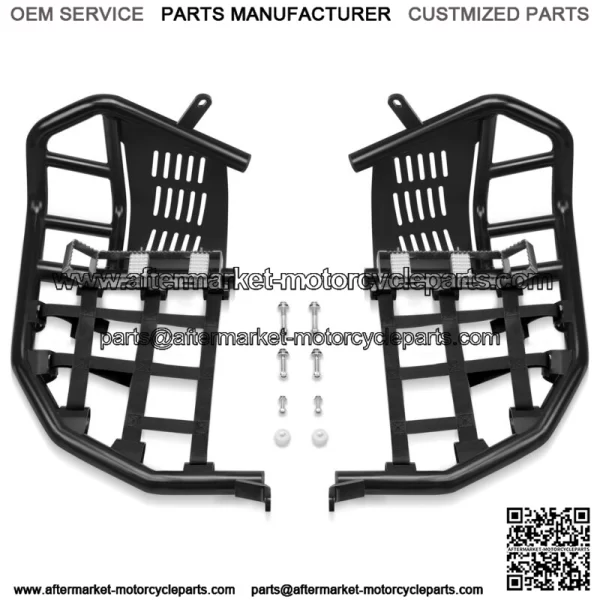 For 700 Nerf Bars Pro Peg Heel Gaurds Black Bar with Black Nets Steel (For: More than one vehicle)