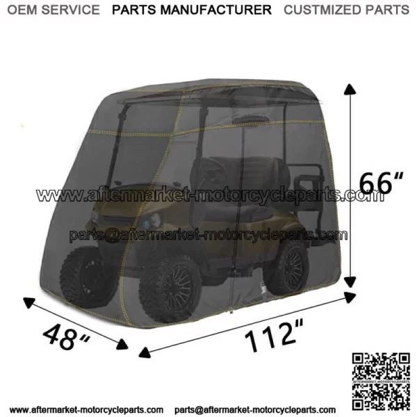 Golf Cart Cover 600D Fabric For 4 Passenger Yamaha Honda Club Car EZGO Golf Cart