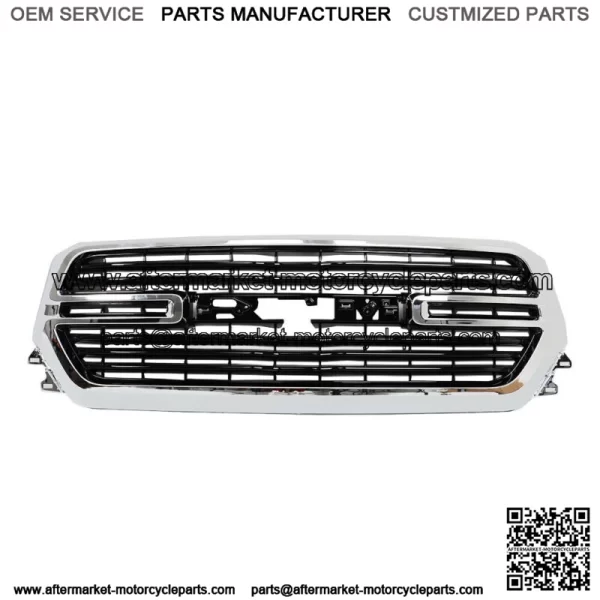 Front Chrome Grille Grill Assembly For 2019-2022 Dodge Ram1500 Black Trim - Image 3