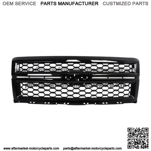 For 2014-2015 Chevrolet Silverado 1500 Front Bumper Upper Grille Gloss Black - Image 2
