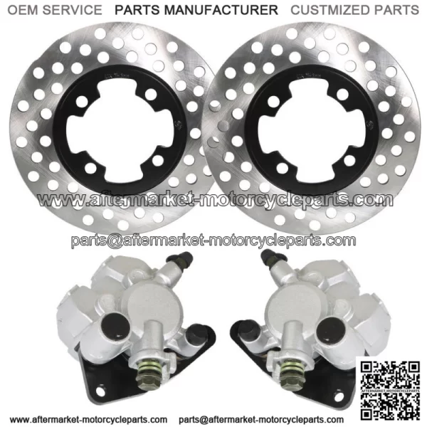 Front Brake Calipers +Brake Rotors For 2007-2012 Yamaha Grizzly 350 YFM350G NEW