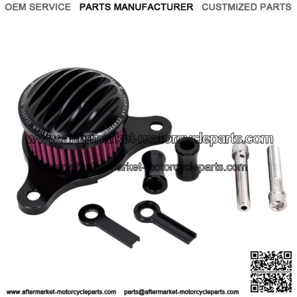 Black Billet Air Intake Filter Cleaner Kit Ribbed Harley Sportster EVO XL 91-20 (For: Harley-Davidson)