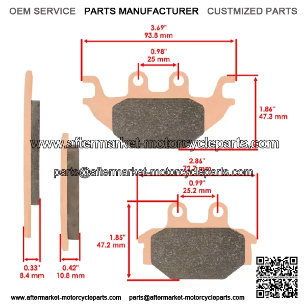 Front and Rear Brake Pads for Can Am DS250 Bombardier DS 250 2006-2022 - Image 2