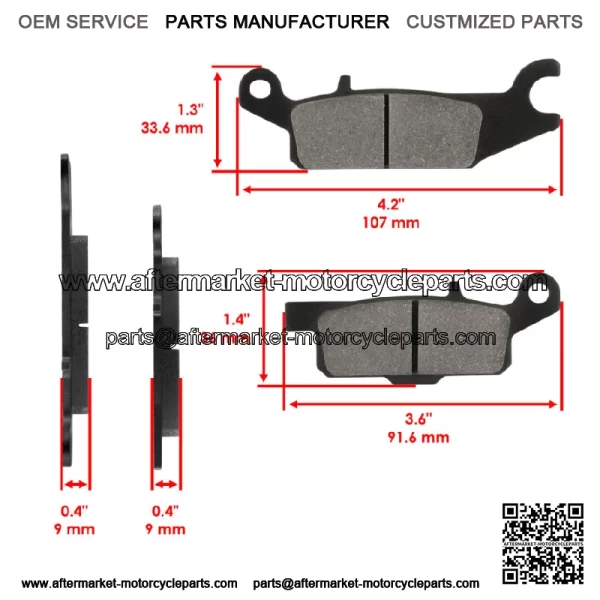 Front and Rear Brake Pads for Yamaha Grizzly 700 YFM700F 2007-2020 (For: Yamaha) - Image 2