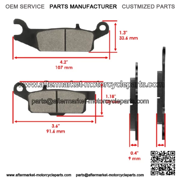 Front and Rear Brake Pads for Yamaha Grizzly 700 YFM700F 2007-2020 (For: Yamaha) - Image 3